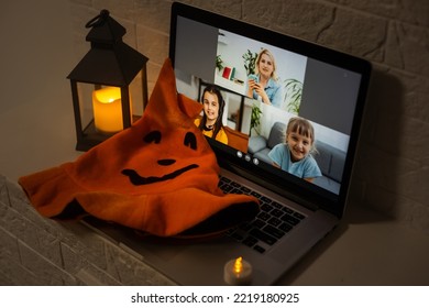 Video Chat On Laptop In Halloween