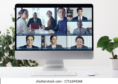 Video conference concept. Telemeeting. Videophone. Teleconference.
