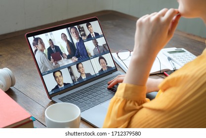 Video conference concept. Telemeeting. Videophone. Teleconference. - Shutterstock ID 1712379580
