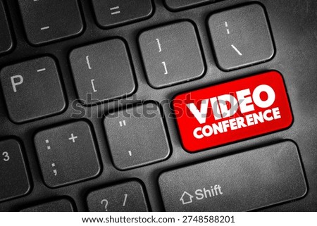 Video Conference text button on keyboard, concept background
