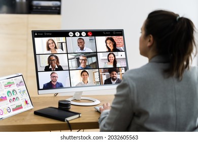 Video Conference Webinar Online Call Meeting On Desktop - Shutterstock ID 2032605563