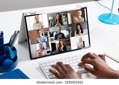 Video Conferencing Call Clapping Hands In Virtual Event