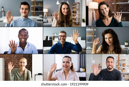 Video Conferencing Call Waving Hello With Hand - Shutterstock ID 1921199909