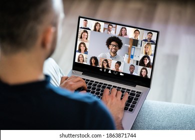 Video Conferencing Webinar Chat Or Videoconference On Laptop - Powered by Shutterstock