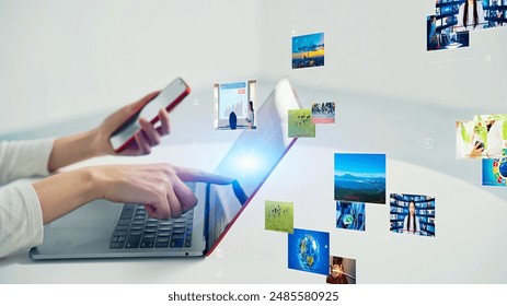 Video editing concept with engineer working on PC in office.