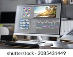 Video Editor Computer Software. Montage And Edit