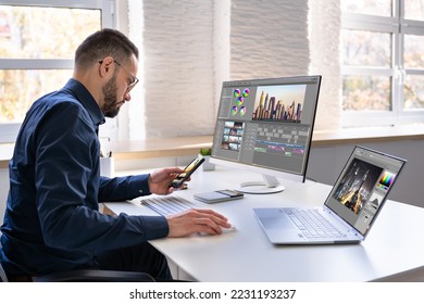 Video Editor Or Designer Using Editing Software Tech On Computer - Powered by Shutterstock