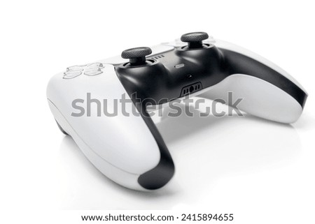 Video game console controller isolated over white background. Playing games concept