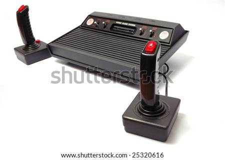 video game console on white background