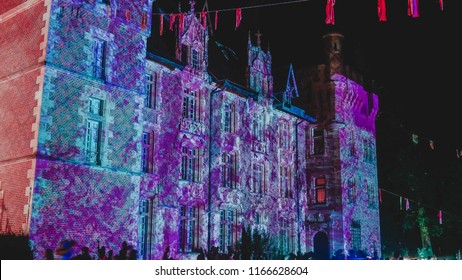 Video Mapping On A French Castle During An Electronic Music Festival Shot At Night