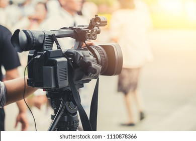 Video Media Camera Man Record Working Broadcast In Live Streaming Online