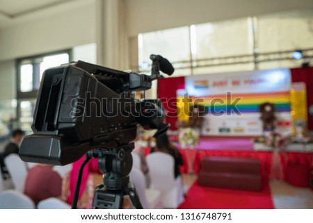 Video Production Camera social network live recording on Stage event which has interview session of contest, performance, concert or business seminar.  World Class Stage and ob switch team