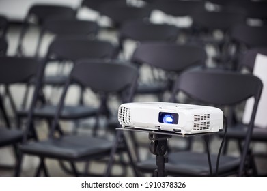 Video Projector In Conference Hall, No People