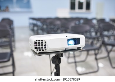 Video Projector In Conference Hall, No People