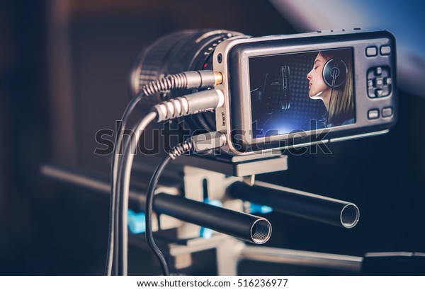Video Recording Production. Making Music Video\
Clip. Recording Singing\
Woman