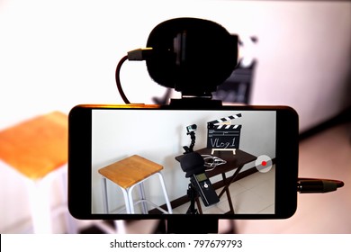 Video Recording From Smartphone  In Video Creator And Filmmaker Concept