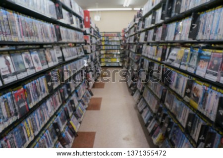 video rental store shelf bokeh