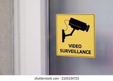 Video surveillance text and sign logo on wall CCTV Camera street area symbol