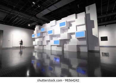 Video Wall And A Picture Frame In A Exhibition Room