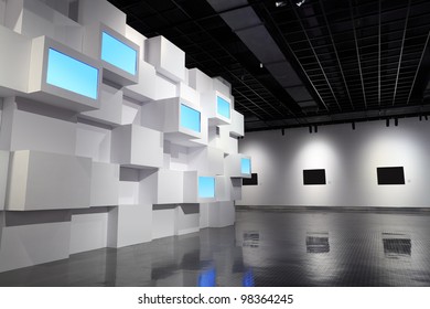 Video Wall And Picture Frame In A Exhibition Room