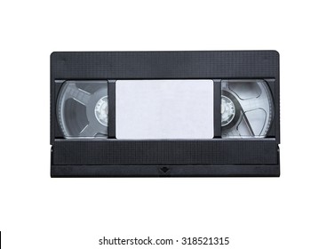 videocassette close up on a white background. old, record sound and images