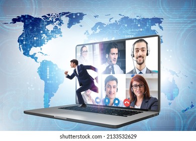 Videoconferencing concept with people in online call