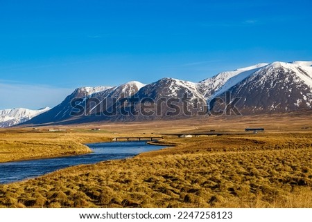 Vididalsa river valley in early autumn in northern Iceland
