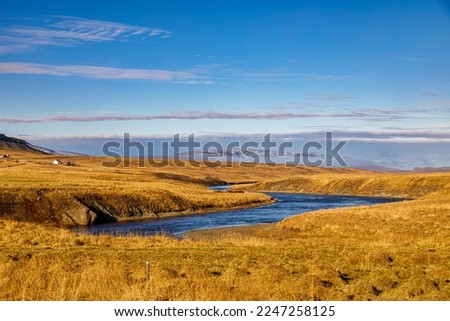 Vididalsa river valley in early autumn in northern Iceland