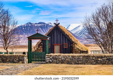 Viðimýrarkirkja, Or Vidimyri Church, A 19th Century Turf Roofed Church In The Skagafjörður District Of North Iceland.