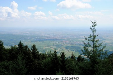 Viee ont the Rhine valleys, seen from Mon Sainte Odile one of the most famous peaks of the Vosges mountain range in the French region of Alsace
