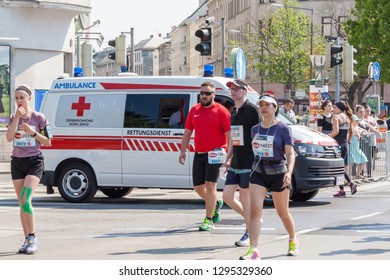 Vienna / Austria - 04 22 2018: Participants Of The Vienna City Marathon 2018