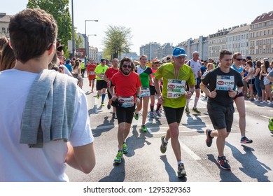 Vienna / Austria - 04 22 2018: Participants Of The Vienna City Marathon 2018