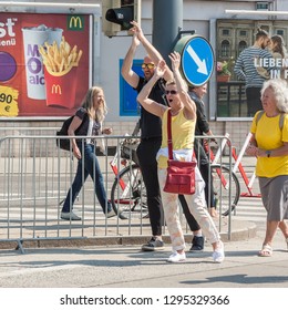 Vienna / Austria - 04 22 2018: Participants Of The Vienna City Marathon 2018