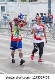 Vienna / Austria - 04 22 2018: Participants Of The Vienna City Marathon 2018