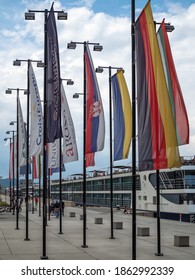 VIENNA, AUSTRIA - 07.14.2019:  The Avalon Envision River Cruise Ship Moored At The Vienna River Cruise Port