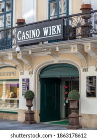 VIENNA, AUSTRIA - 07.14.2019:    Entrance To Casino Wein On Karntner Strasse Street
