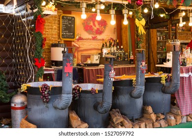 Vienna, Austria - 12. 12. 2018: Christmas Market, Bastard With Hot Mulled Wine.