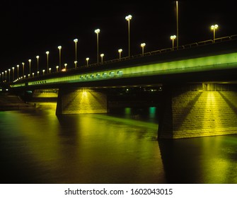 Vienna, Austria 12 July 1998, Bridge Reichsbrücke At Night 