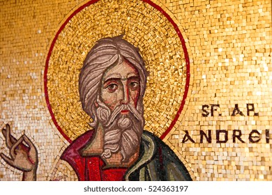 Vienna, Austria, 2016/11/26. Mosaic Icon Of Saint Andrew The Apostle. The Gift For Joseph Cardinal Schonborn The Roman Catholic Archbishop Of Vienna, From Orthodox Patriarch Daniel Of Romania.