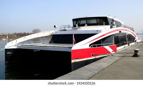 Vienna, Austria, 24 Feb 2021, Twin City Liner, Speed Boat Catamaran Between Vienna And Bratislava