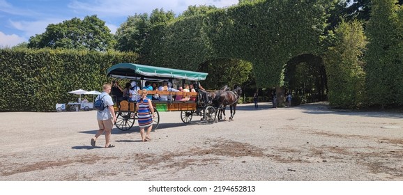 Vienna, Austria- 28 July 2022: Carriage Ride Through Schönbrunn Palace Gardens