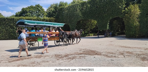 Vienna, Austria- 28 July 2022: Carriage Ride Through Schönbrunn Palace Gardens