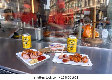 Vienna / Austria - 29 August 2020: Bitzinger Sausage Stand, Famous And Award Winning Food Kiosk