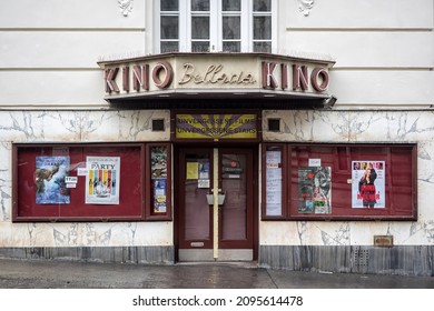 VIENNA, AUSTRIA - DECEMBER 04, 2017:  Exterior view of Cinema Belleria Kino on Mueseumstrasse