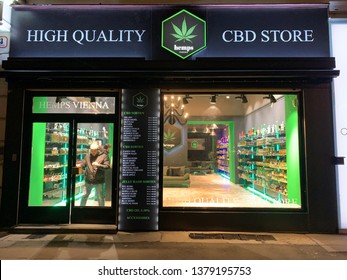 vienna /austria - Feburby 3 2019: CBD Store in vienna. selling cannabis is legal