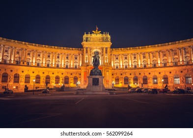 Vienna, Austria, Hofburg Imperial Palace In The Night