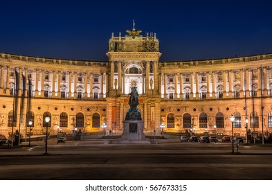 Vienna, Austria, Hofburg Imperial Palace In The Night