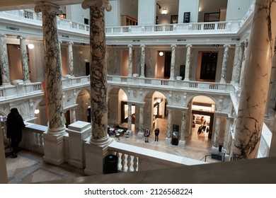 VIENNA, AUSTRIA - JANUARY 29, 2022: Interior View Of Museum Of Ethnology In Hofburg Imperial Palace, Vienna, Austria.