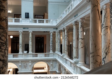 VIENNA, AUSTRIA - JANUARY 29, 2022: Interior View Of Museum Of Ethnology In Hofburg Imperial Palace, Vienna, Austria.