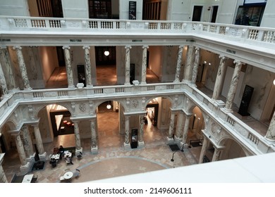 VIENNA, AUSTRIA - JANUARY 29, 2022: Interior View Of Museum Of Ethnology In Hofburg Imperial Palace, Vienna, Austria.